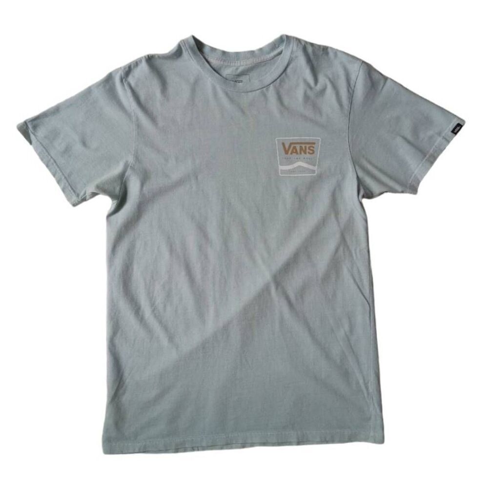 Vans Off The Wall Light Blue Classic Fit Cotton Graphic Print Tee Men's Medium